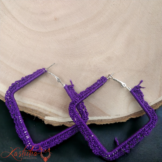 Purple Border Crochet Earrings