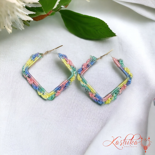 Multcolour Border Crochet Earrings