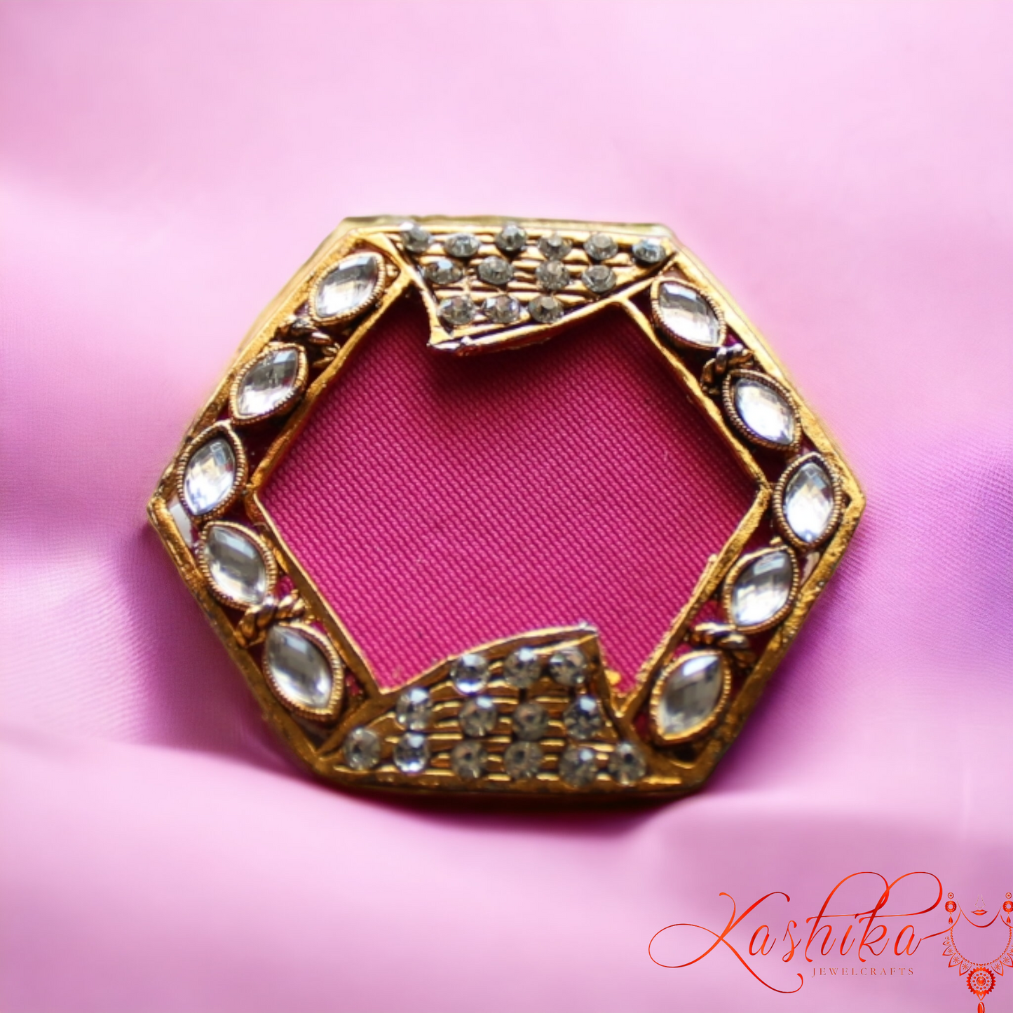 Pink Kundan Stone Embedded Saree Pin