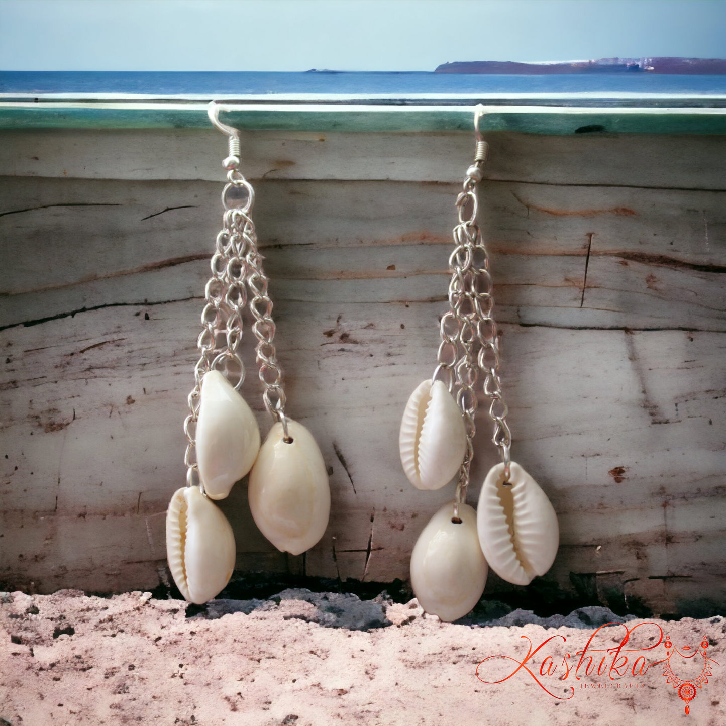 Natural Bohemian 3 Cowrie Earrings