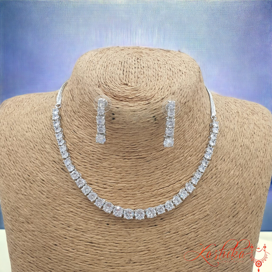 Semi Solitaire Single Line Necklace Set