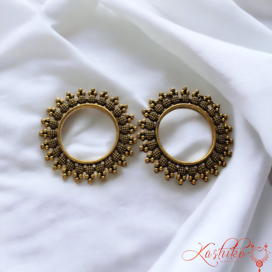 Golden Oxidised Stud Earrings