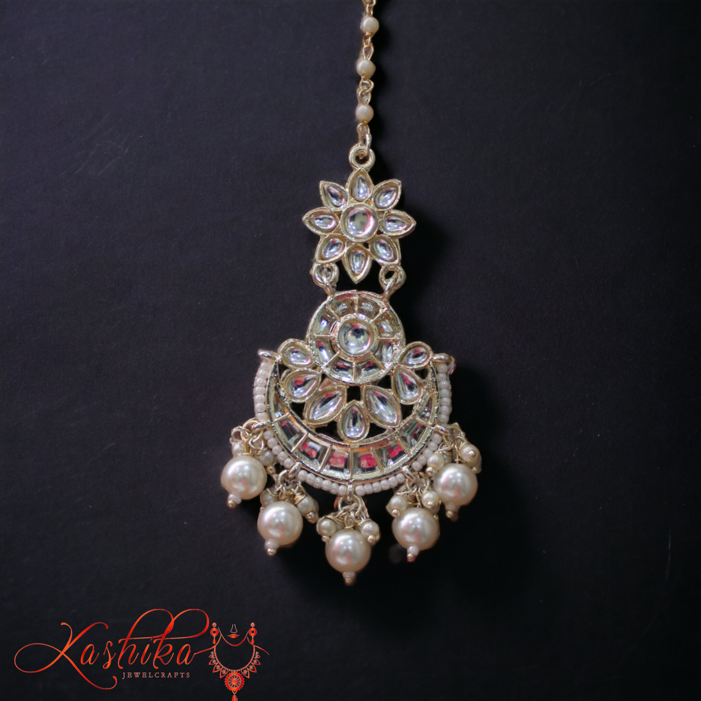 Gold Plated Pearl Maang Tikka