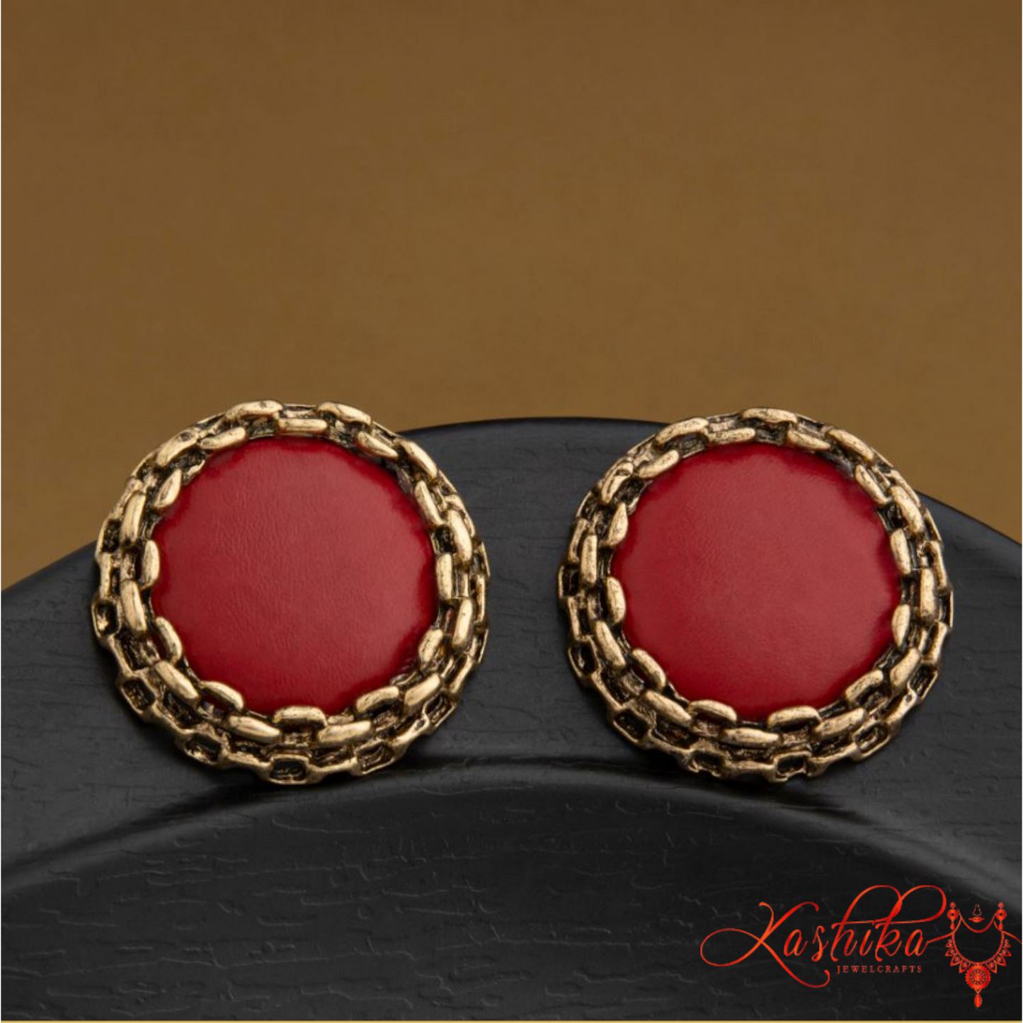 Antique Plated Round Shaped Colorful With Chain Style Border Designed Fashion Earrings