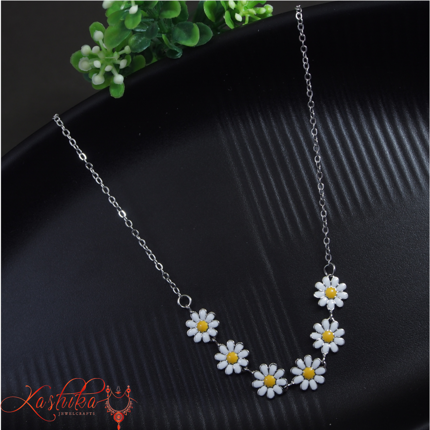 Silver Plated White Daisy Chain