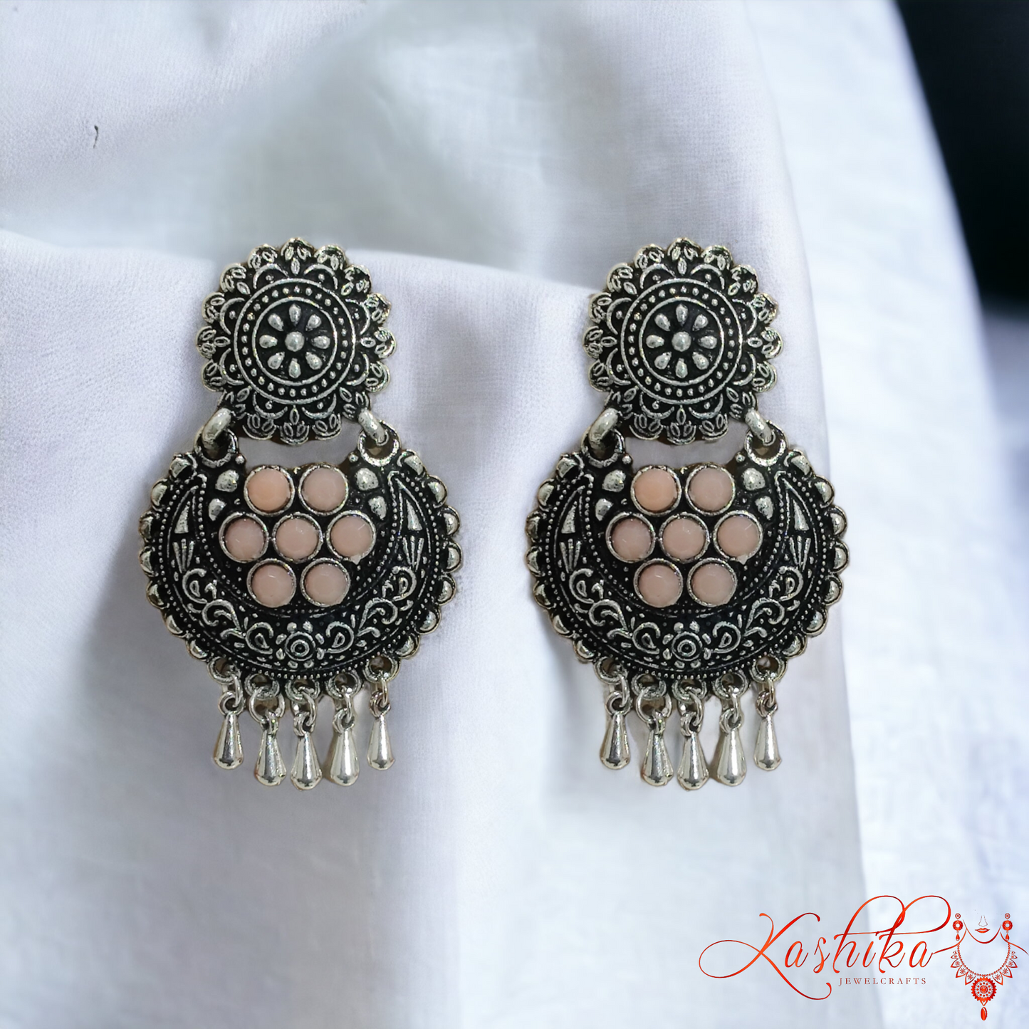 Stone Oxidised Earrings