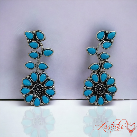 Turquoise Stone Oxidised Earrings