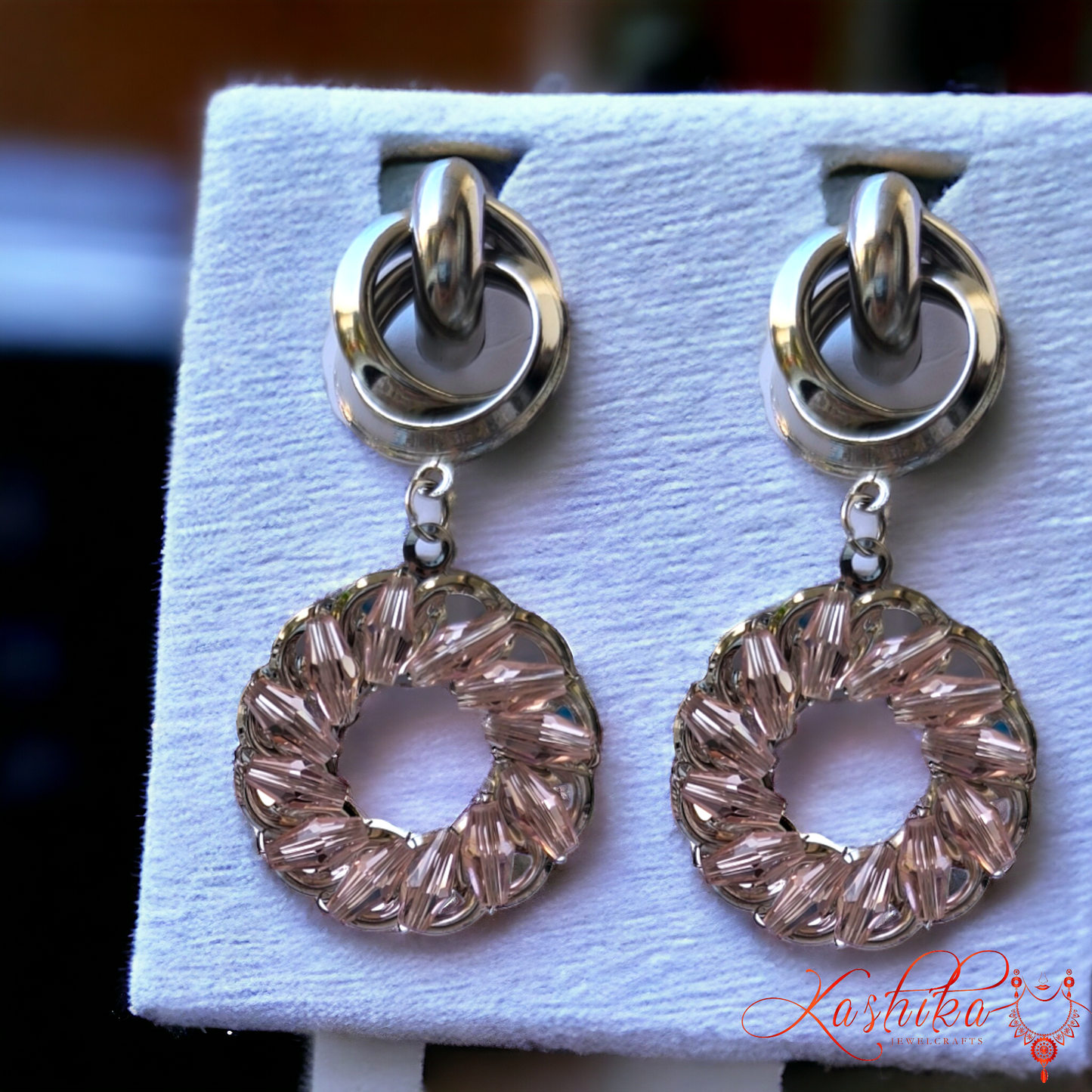 Peach Indo-western Earrings