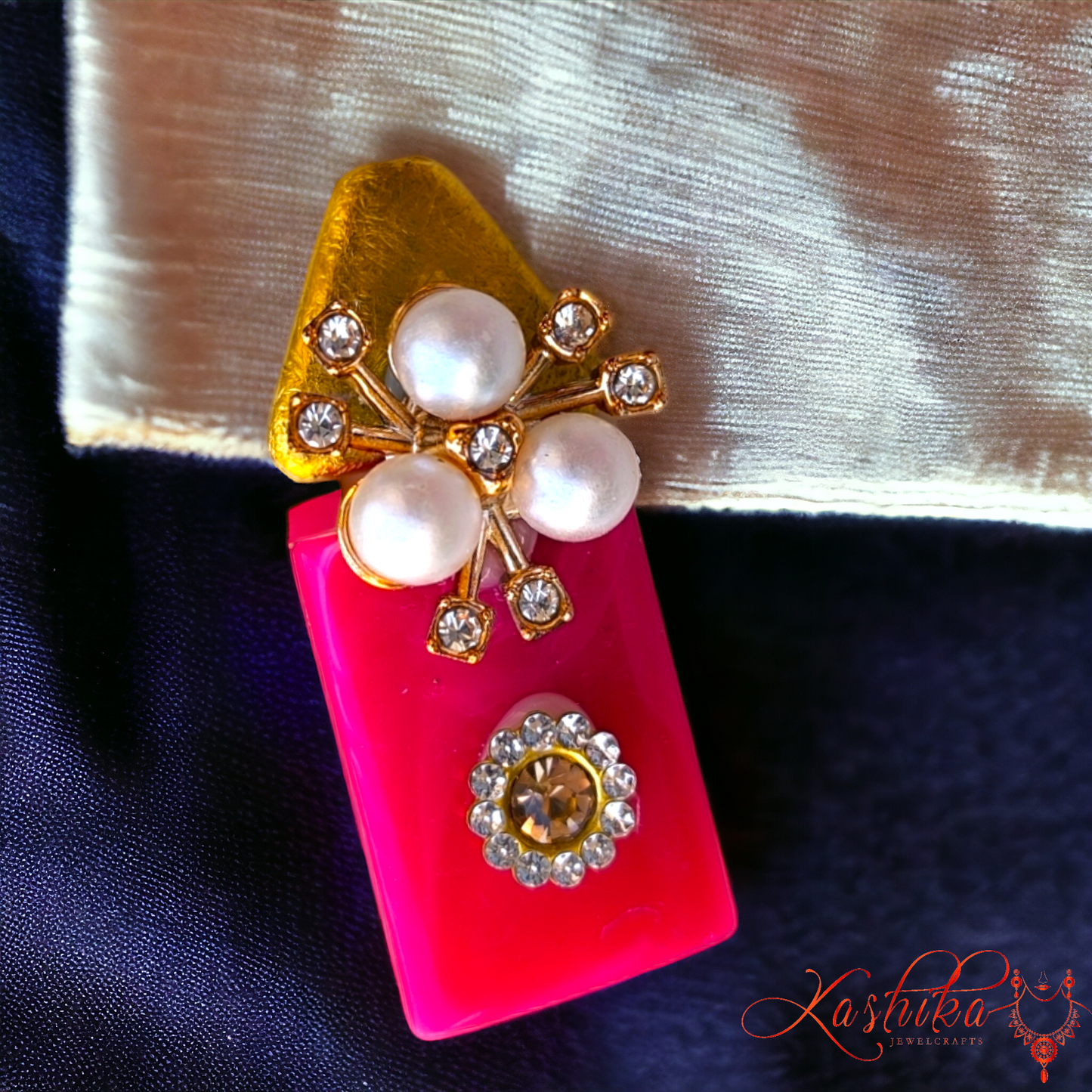 Pink Pearl and Stone Studded Saree Pin