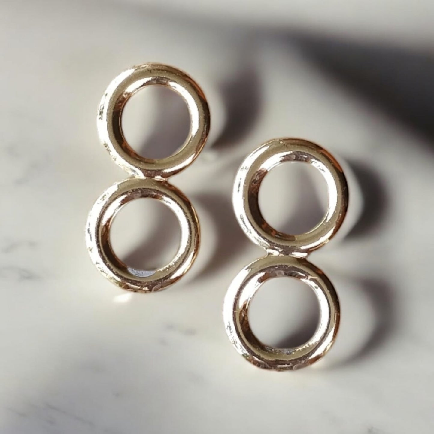 Gold plated two circle studs