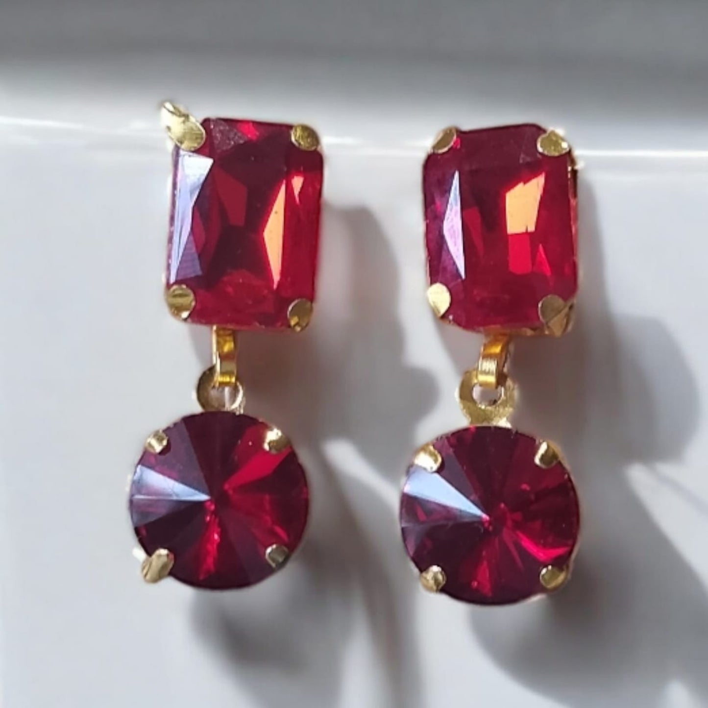 Red crystal stone earrings