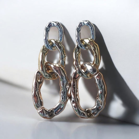 Anti tarnish metal chain scrunched earrings