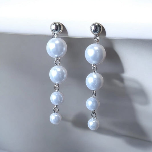 Silver pearl drop earrings