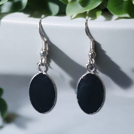 Sterning silver black drop earrings