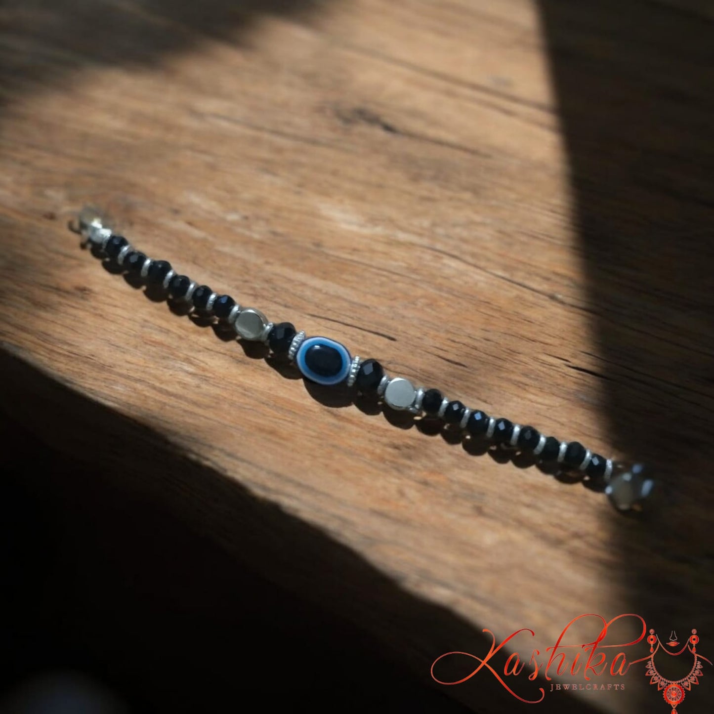 Evil eye anklets with silver beads