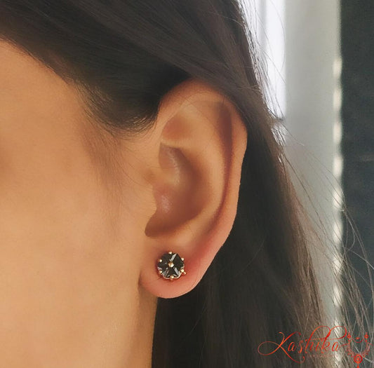 Sterling gold black stud earrings