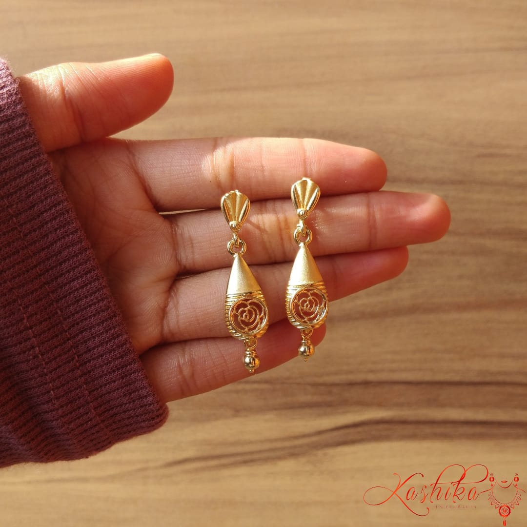 Traditional golden studs drop earrings