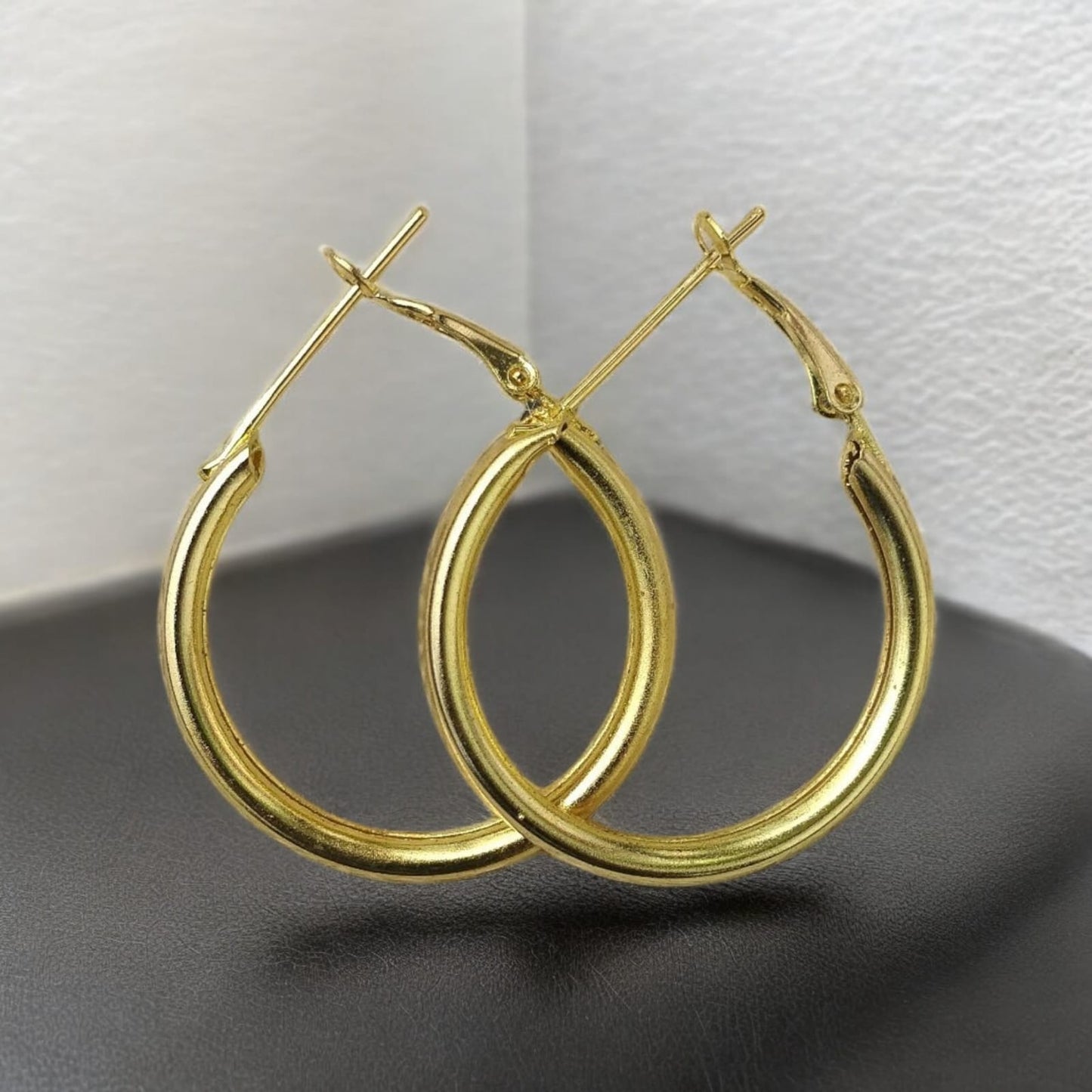 Stainless steel glossy bold round hoop earrings