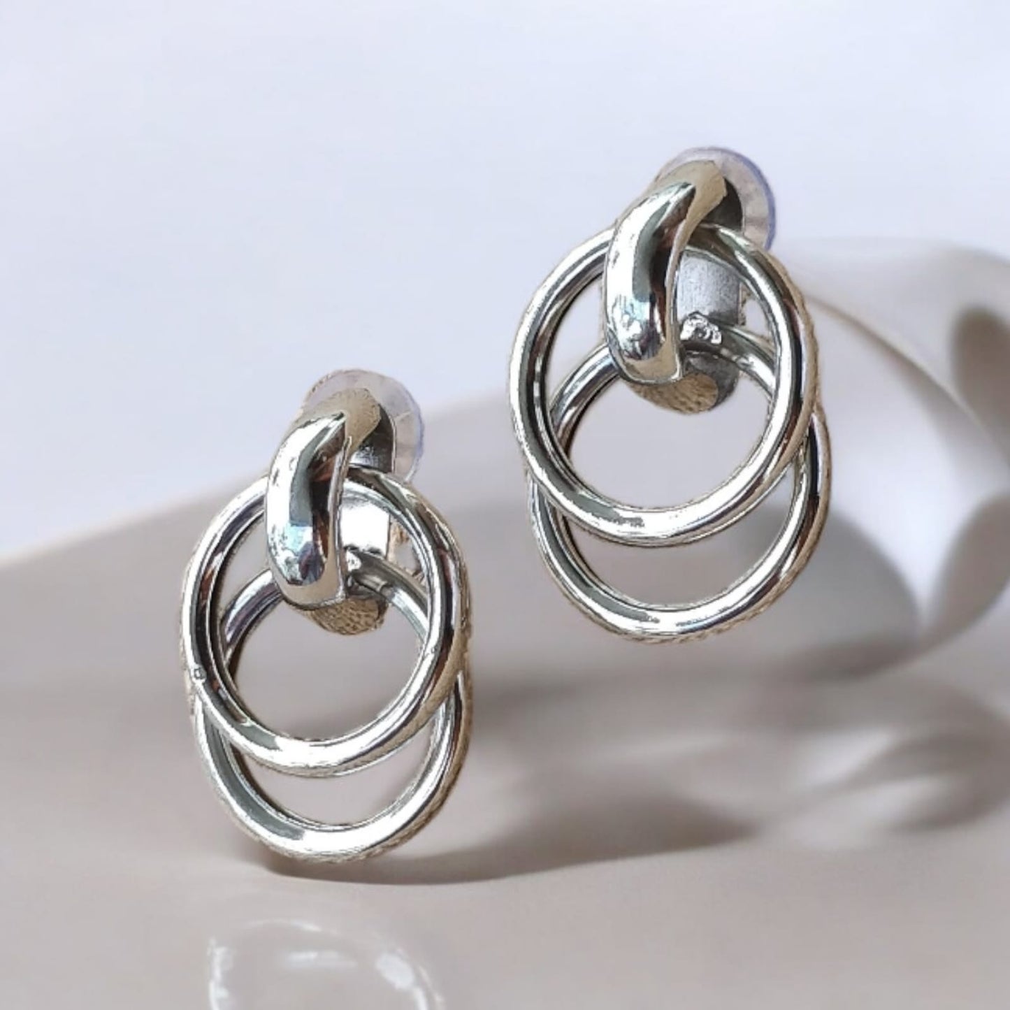 Silver double ring hoop