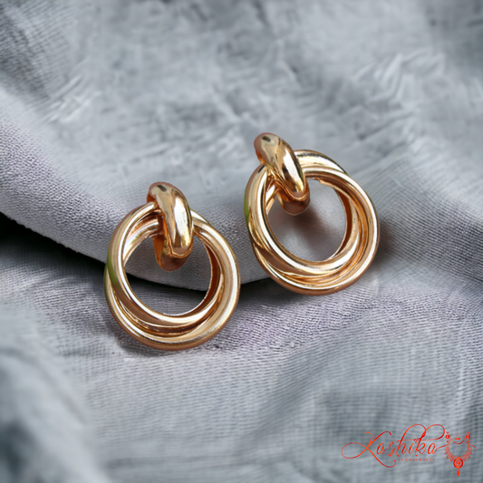 Golden Twisted Stud Earrings