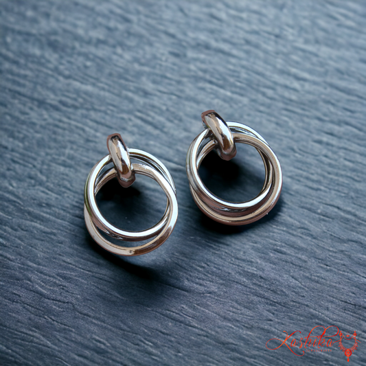 Silver Twisted Oversized Stud Earrings