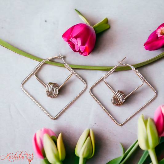 Silver Square Hoop in Hoop Earrings