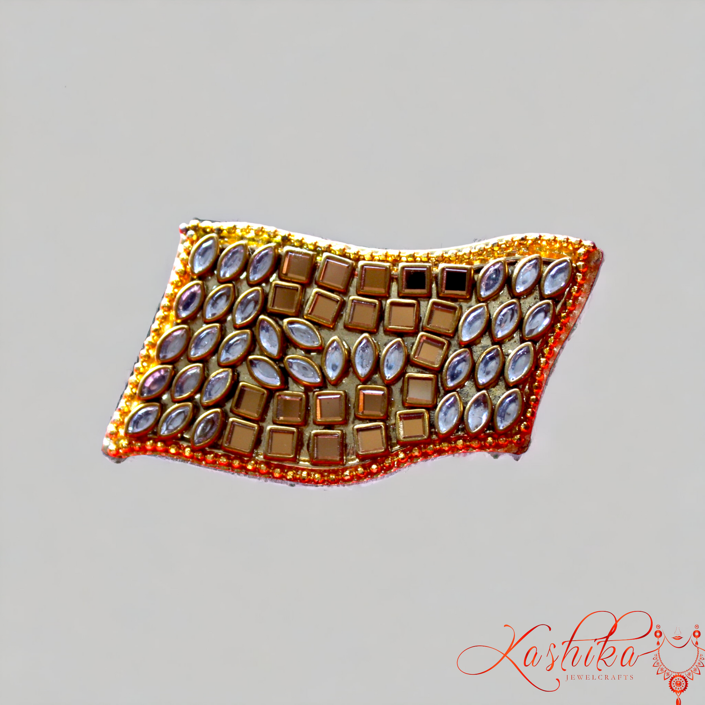 Kundan Studded Golden Saree Pin