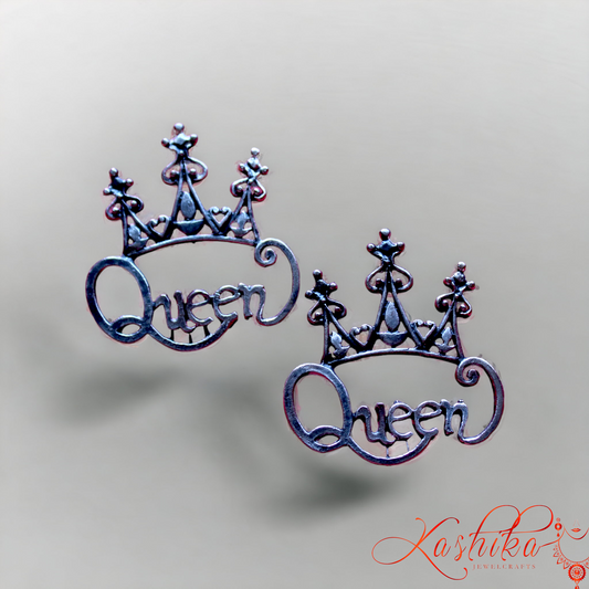 Oxidised Queen Earrings