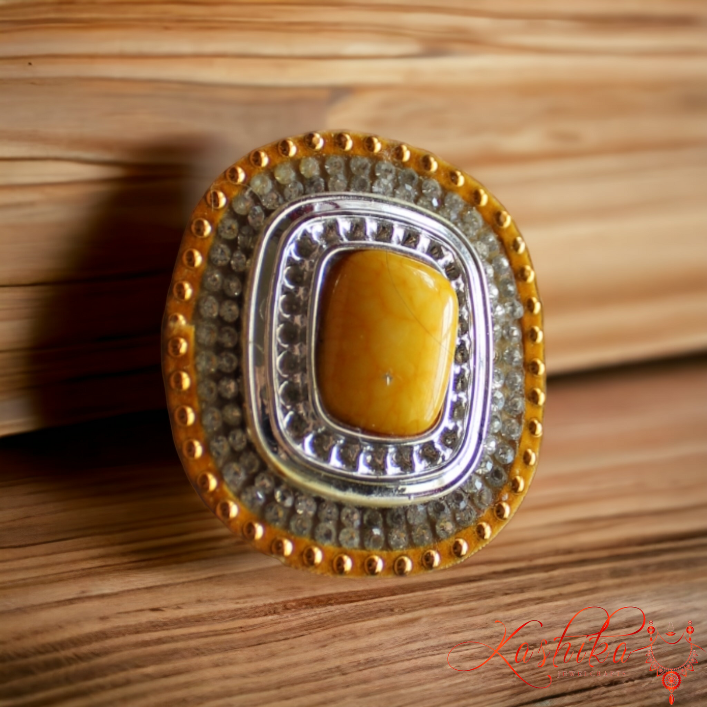 Yellow Acrylic Saree Pin