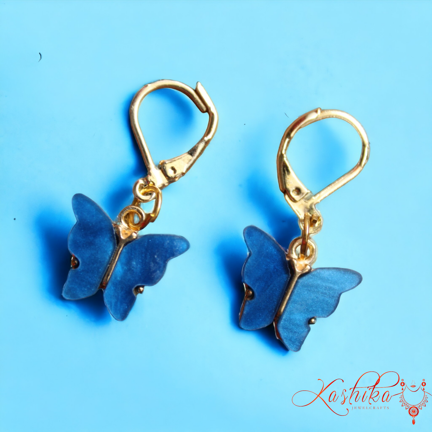 Blue Butterfly Pendant Set with Earrings