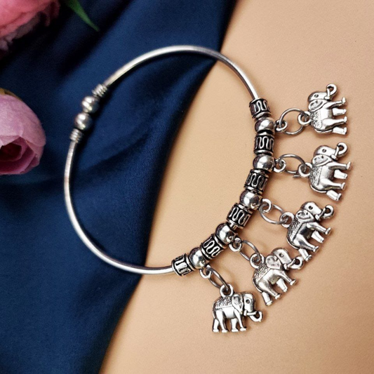 Oxidised Elephant Charms Bracelet